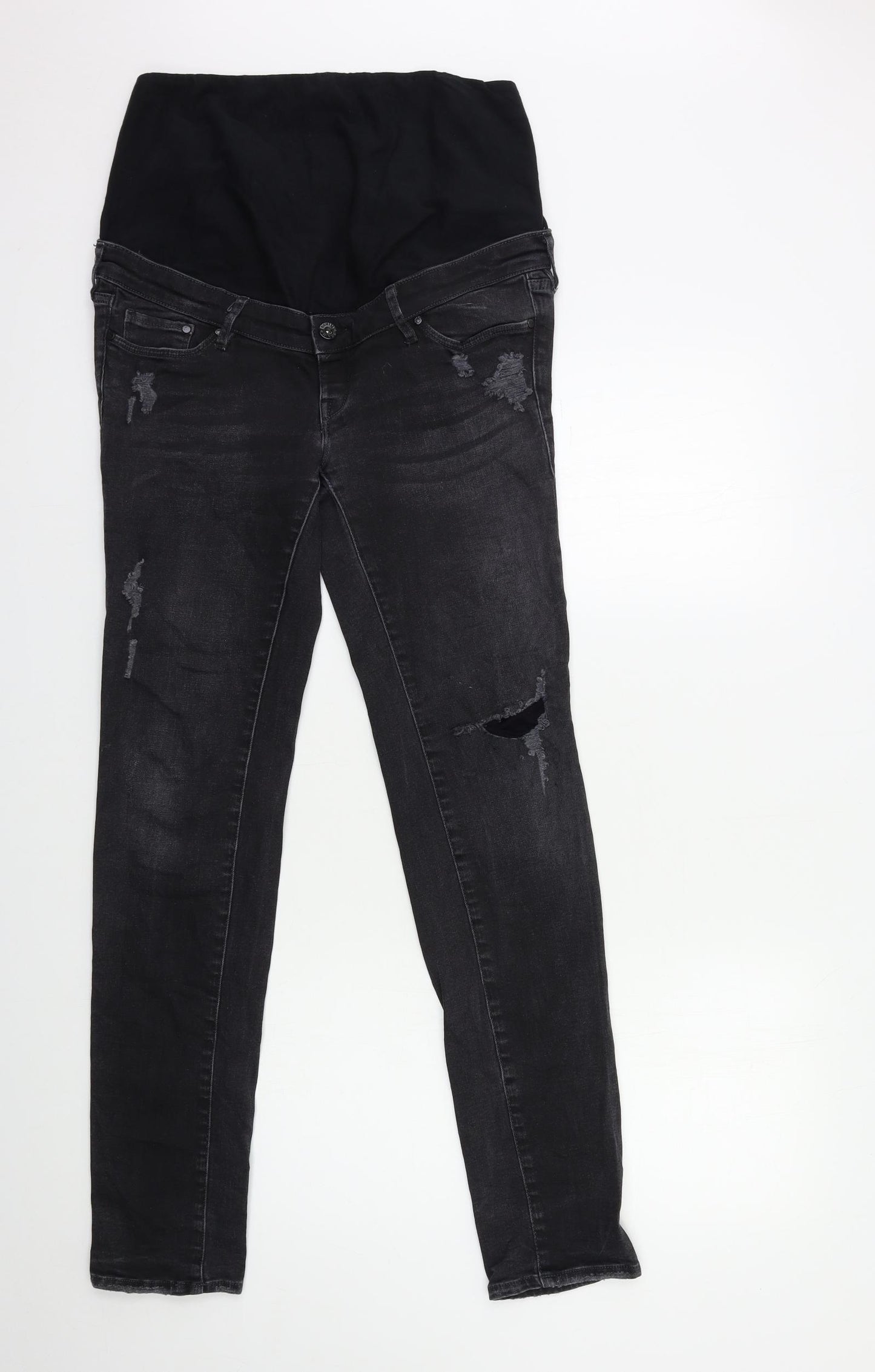 H&M Womens Black  Denim Skinny Jeans Size 12 L32 in