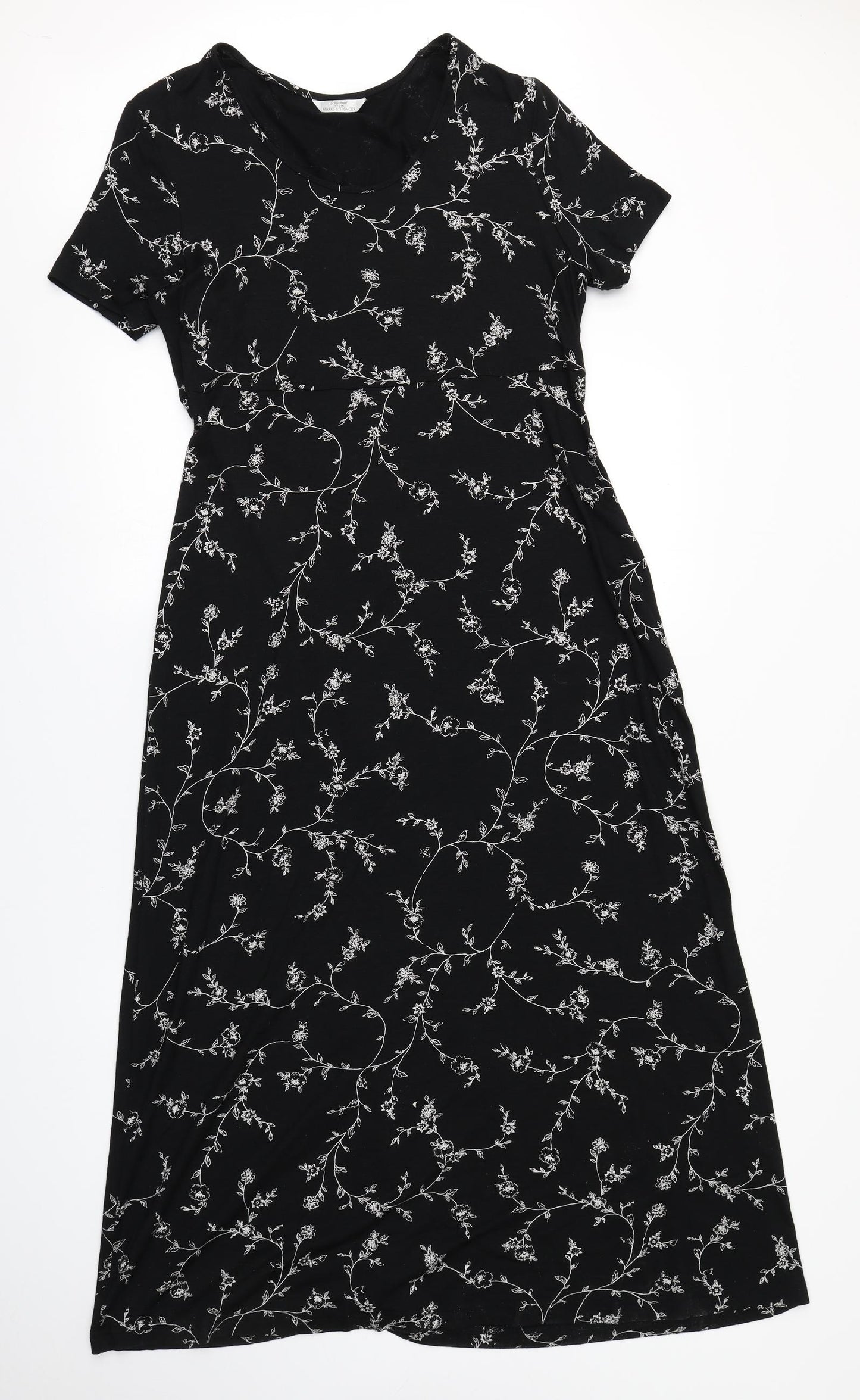 Marks & Spencer Womens Black Floral  Maxi  Size 14