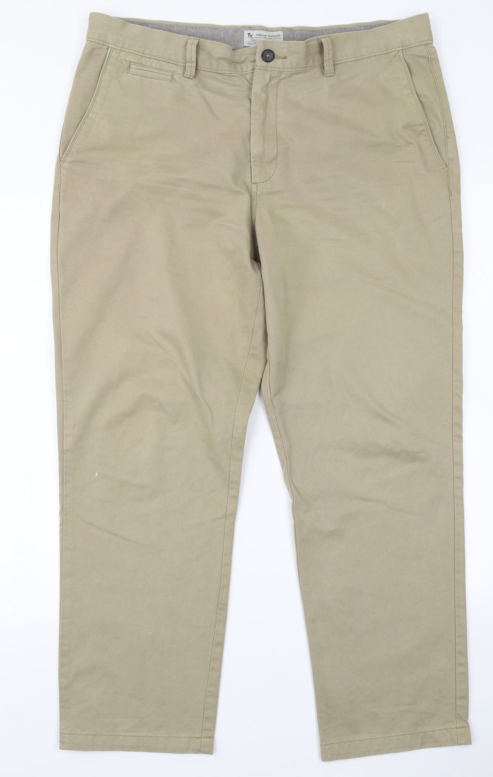 TU Mens Beige   Chino Trousers Size 36 in L30 in