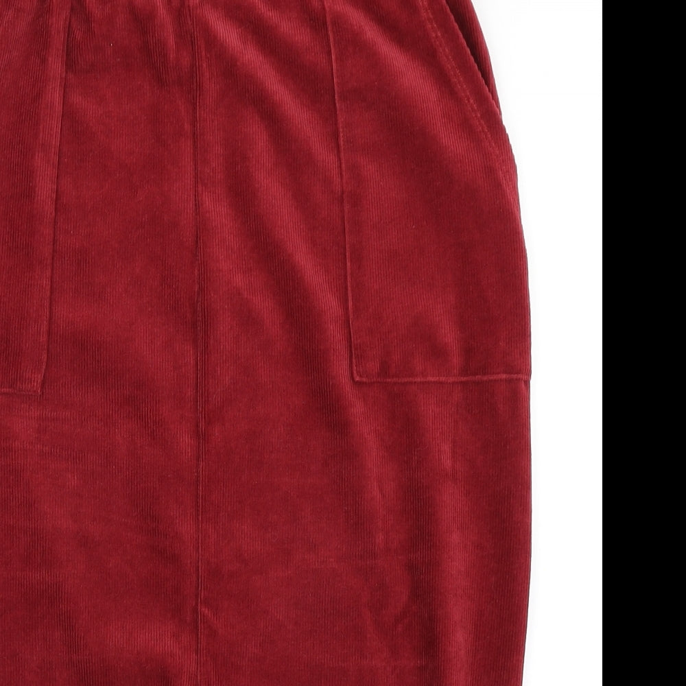 TU Womens Red  Corduroy Straight & Pencil Skirt Size 14