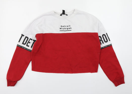 915 Generation Girls Red Colourblock  Pullover Sweatshirt Size 12-13 Years  - Cropped