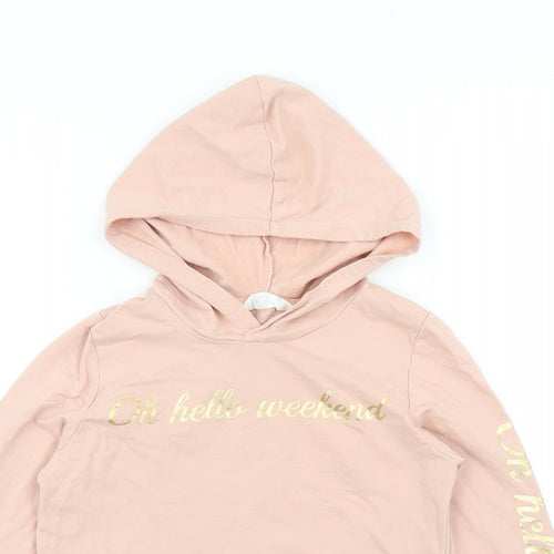 H_&M Girls Pink   Pullover Hoodie Size 11-12 Years  - Cropped
