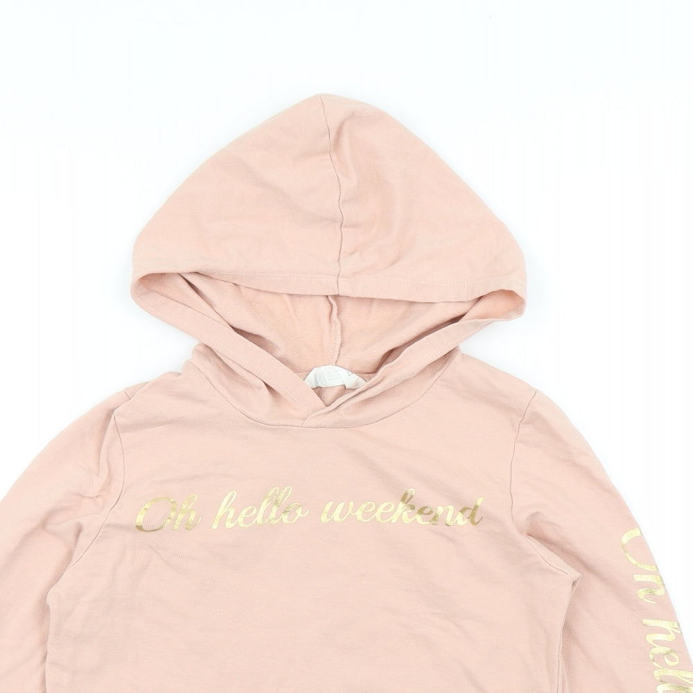 H_&M Girls Pink   Pullover Hoodie Size 11-12 Years  - Cropped