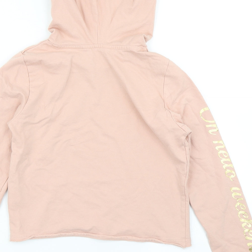 H_&M Girls Pink   Pullover Hoodie Size 11-12 Years  - Cropped