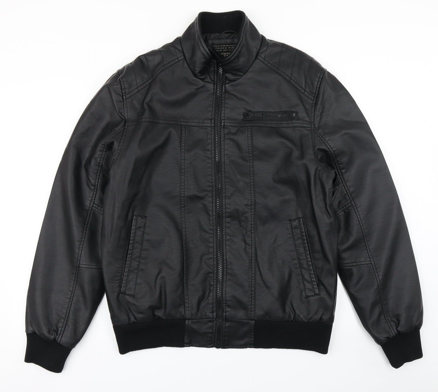Cedar Wood State Mens Black   Bomber Jacket Jacket Size L