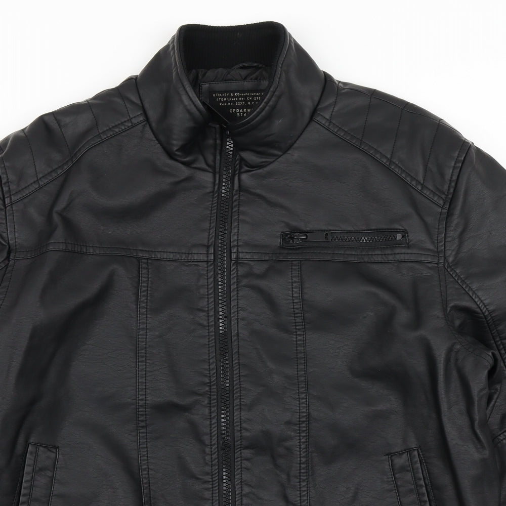 Cedar Wood State Mens Black   Bomber Jacket Jacket Size L