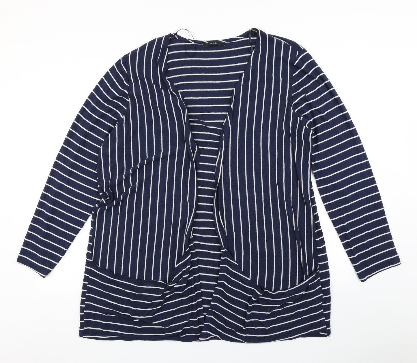 George Womens Blue Striped Knit Cardigan Jumper Size 24