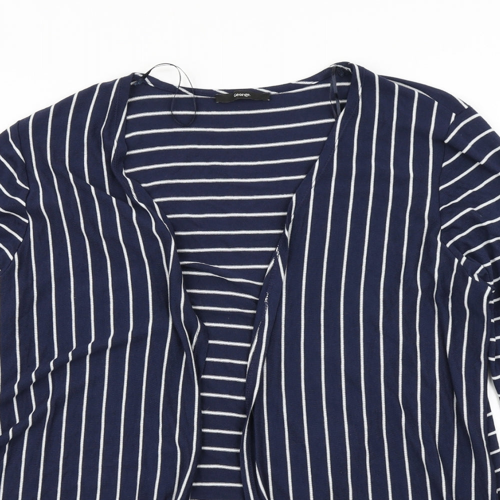 George Womens Blue Striped Knit Cardigan Jumper Size 24
