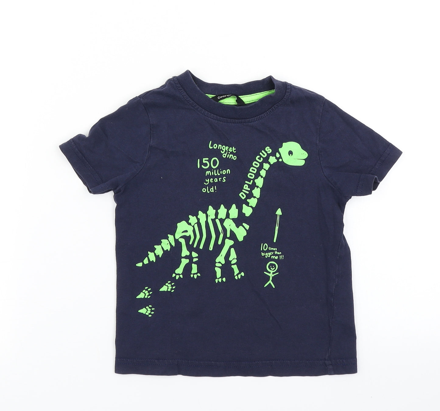 George Boys Blue   Basic T-Shirt Size 18-24 Months  - Dinosaur