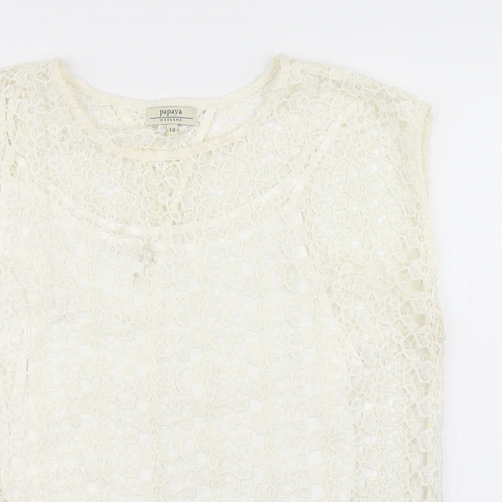 Papaya Womens Ivory   Basic Blouse Size 12