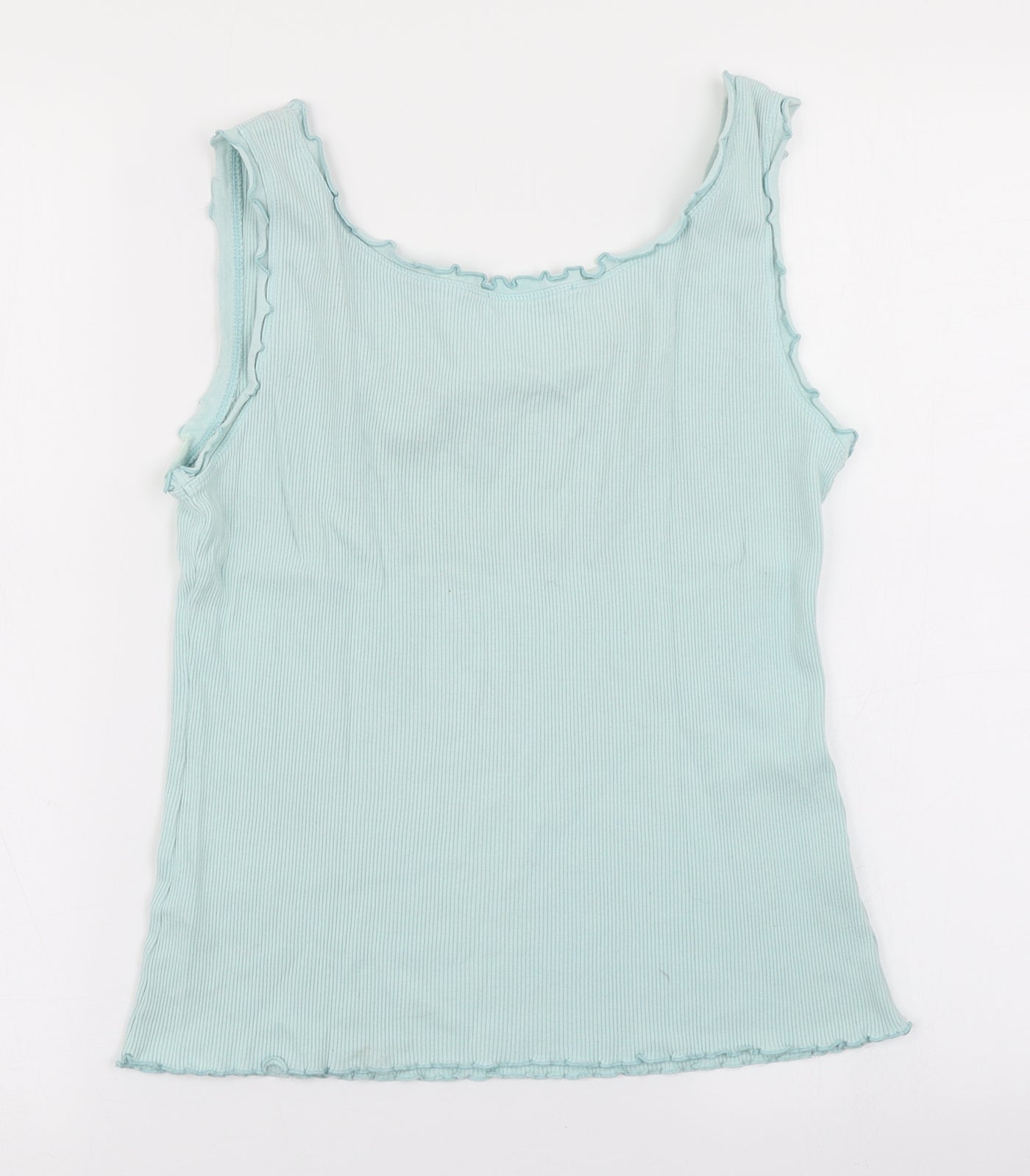 Marks & Spencer Womens Blue   Basic Tank Size 12  - Lettuce Edging