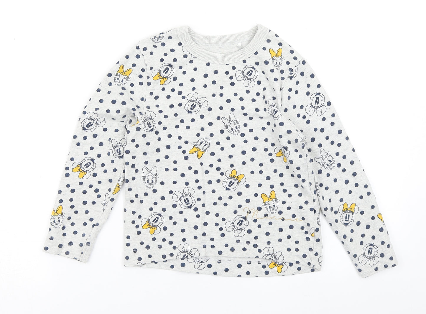 Disney Girls Grey Polka Dot  Basic T-Shirt Size 3-4 Years  - Minnie Mouse Daisy Duck