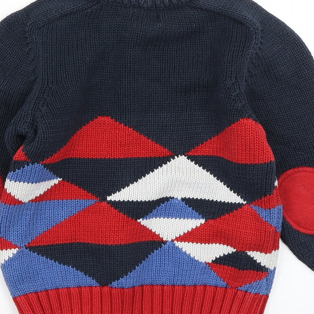 NEXT Boys Blue Argyle/Diamond Knit Pullover Jumper Size 2-3 Years