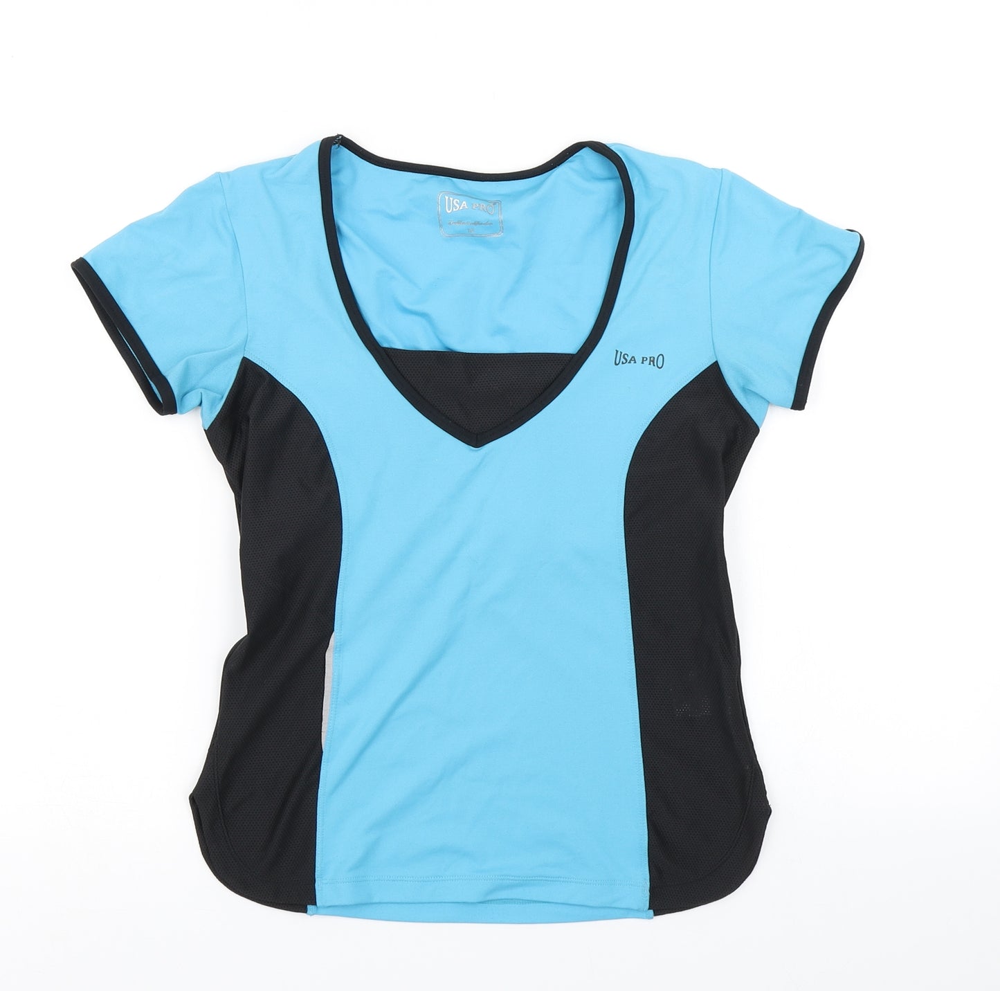 USA Pro Womens Blue Colourblock  Basic T-Shirt Size 10