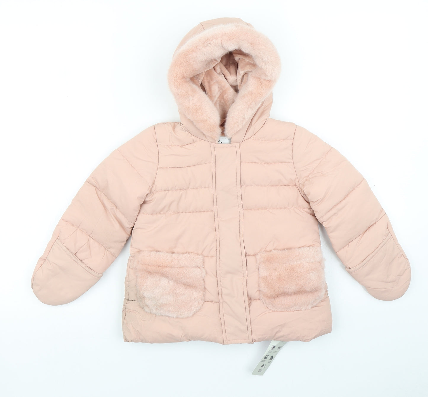 George Girls Pink   Parka Coat Size 18-24 Months  - Mittens Included