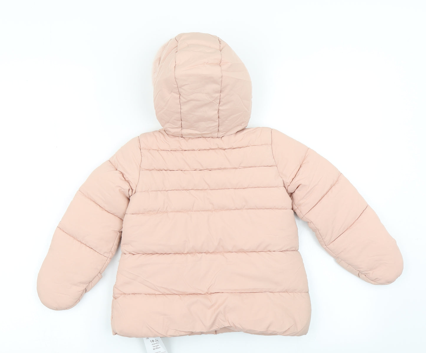 George Girls Pink   Parka Coat Size 18-24 Months  - Mittens Included