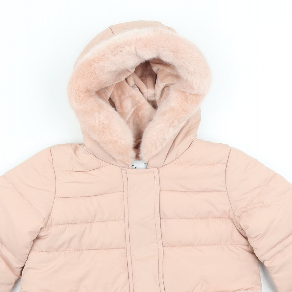 George Girls Pink   Parka Coat Size 18-24 Months  - Mittens Included