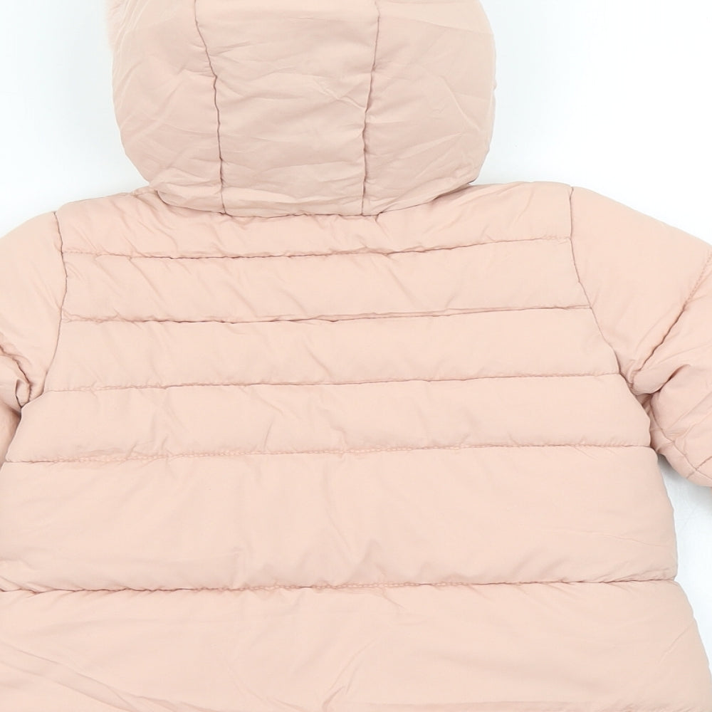 George Girls Pink   Parka Coat Size 18-24 Months  - Mittens Included