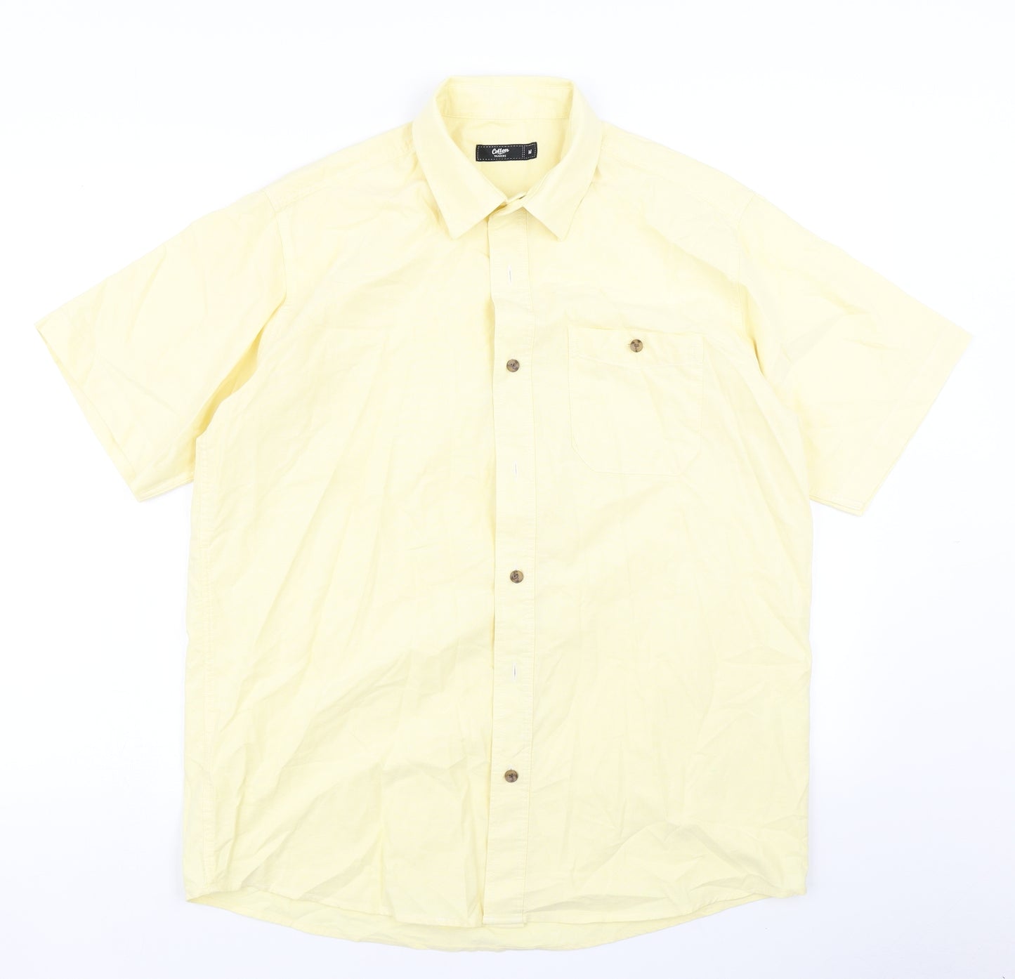Cotton Traders Mens Yellow    Button-Up Size M