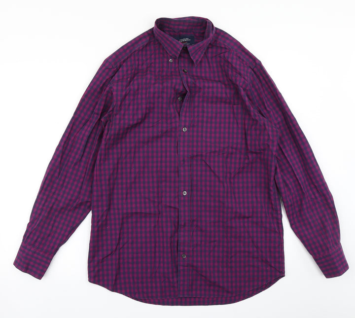Charles Tyrwhitt Mens Purple Check   Button-Up Size M