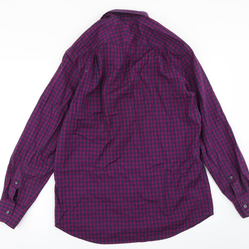 Charles Tyrwhitt Mens Purple Check   Button-Up Size M