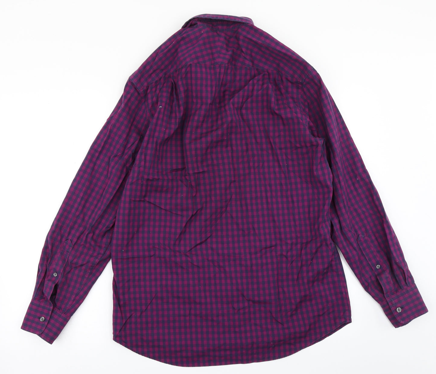 Charles Tyrwhitt Mens Purple Check   Button-Up Size M