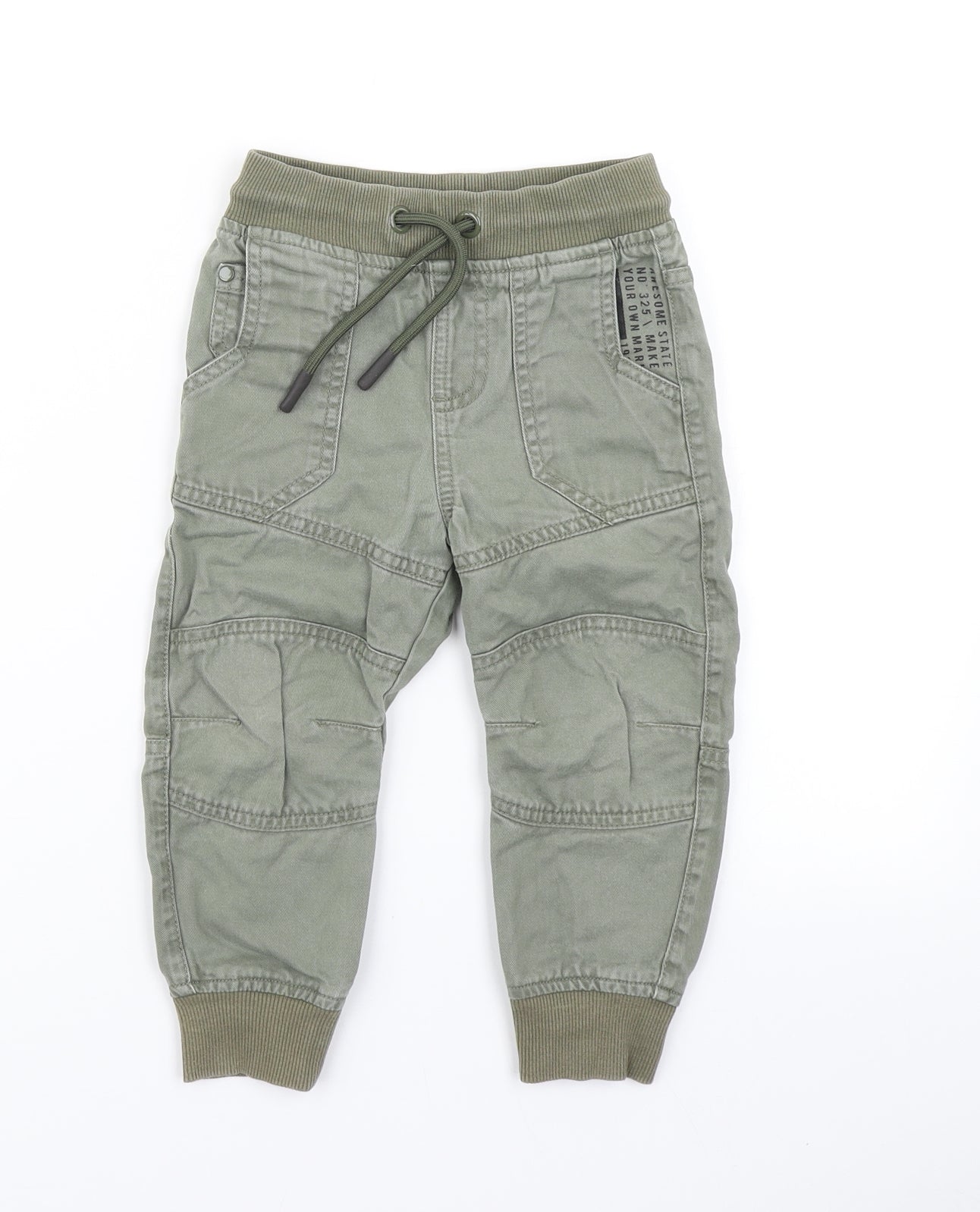 F&F Boys Green   Cargo Trousers Size 18-24 Months