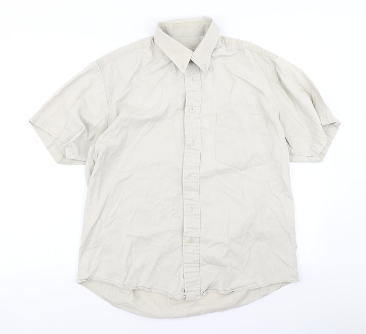 Zantos Mens Beige Button-Up Size M