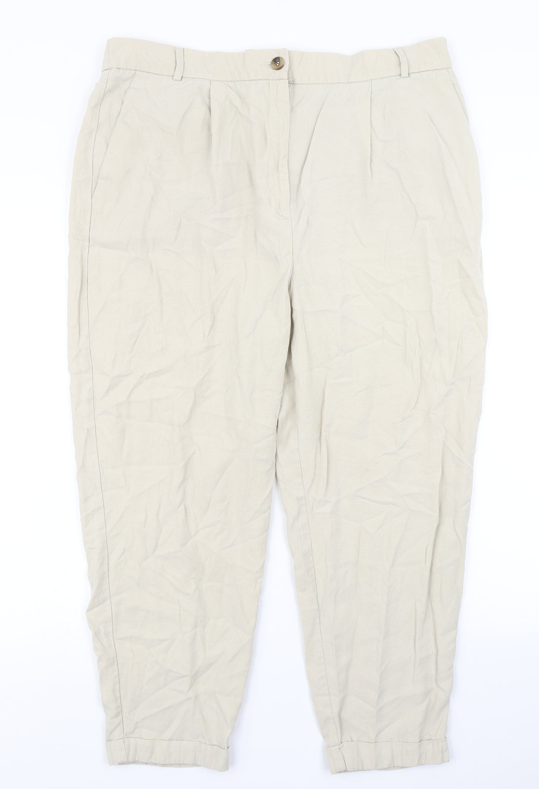 M&S Womens Beige   Trousers  Size 18 L29 in