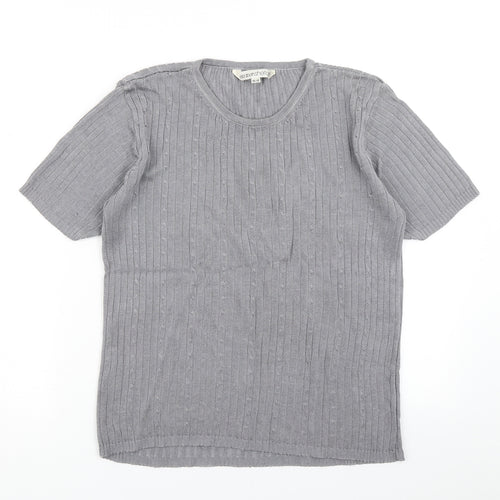 Elizabeth Shelton Womens Grey  Knit Basic T-Shirt Size 16