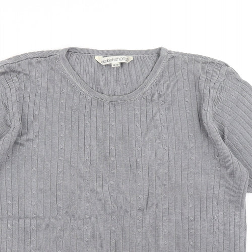 Elizabeth Shelton Womens Grey  Knit Basic T-Shirt Size 16