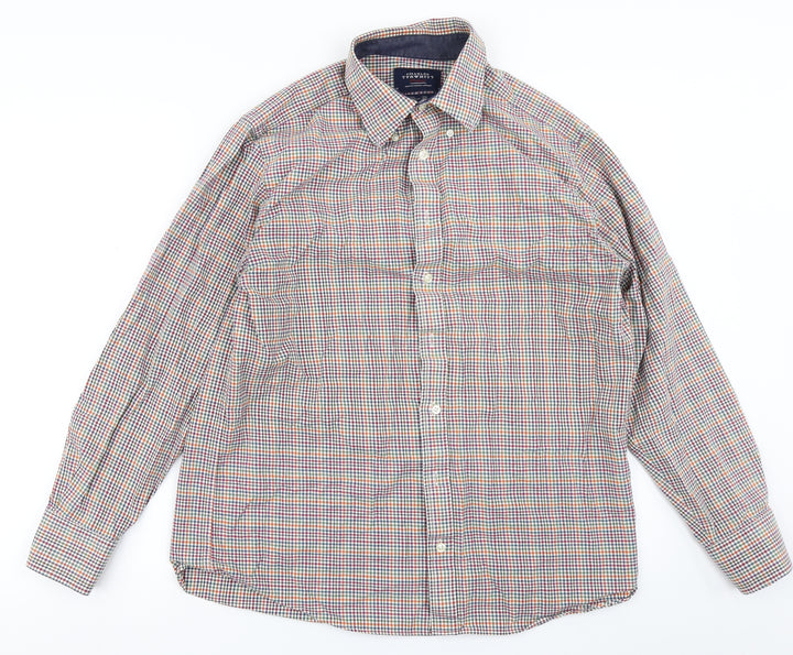 Charles Tyrwhitt Mens Pink Plaid Button-Up Size M