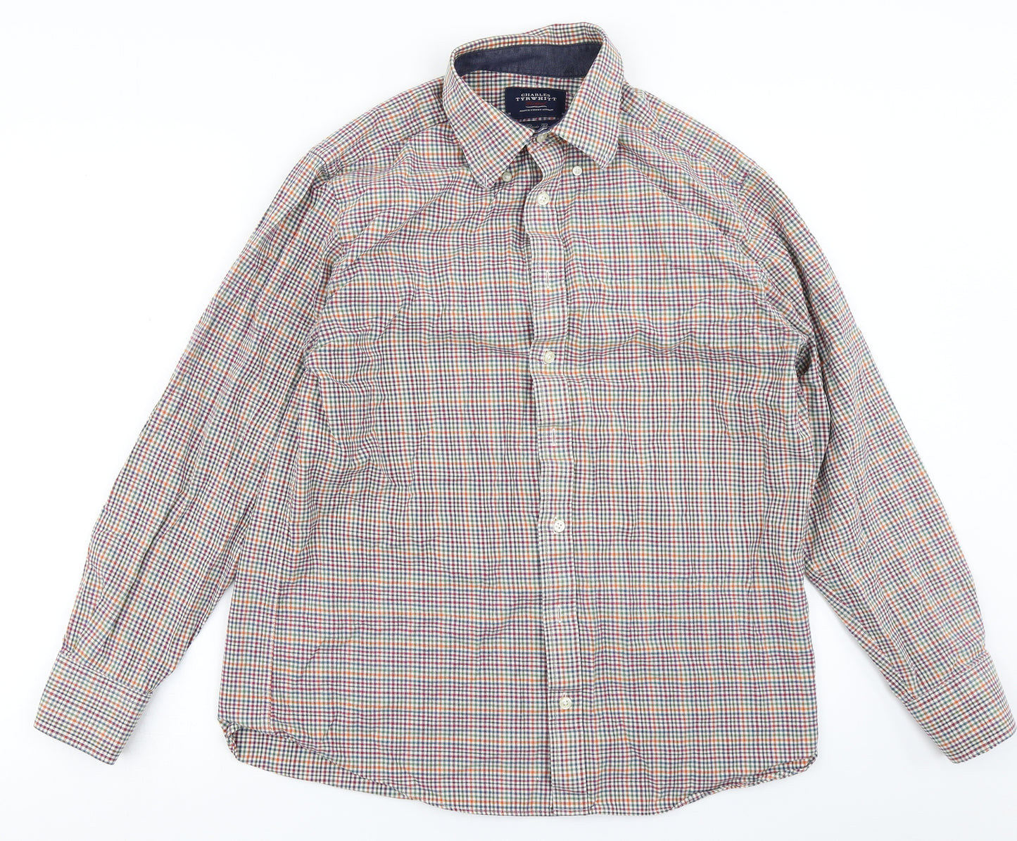Charles Tyrwhitt Mens Pink Plaid   Button-Up Size M