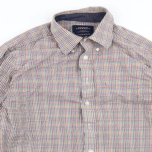 Charles Tyrwhitt Mens Pink Plaid   Button-Up Size M