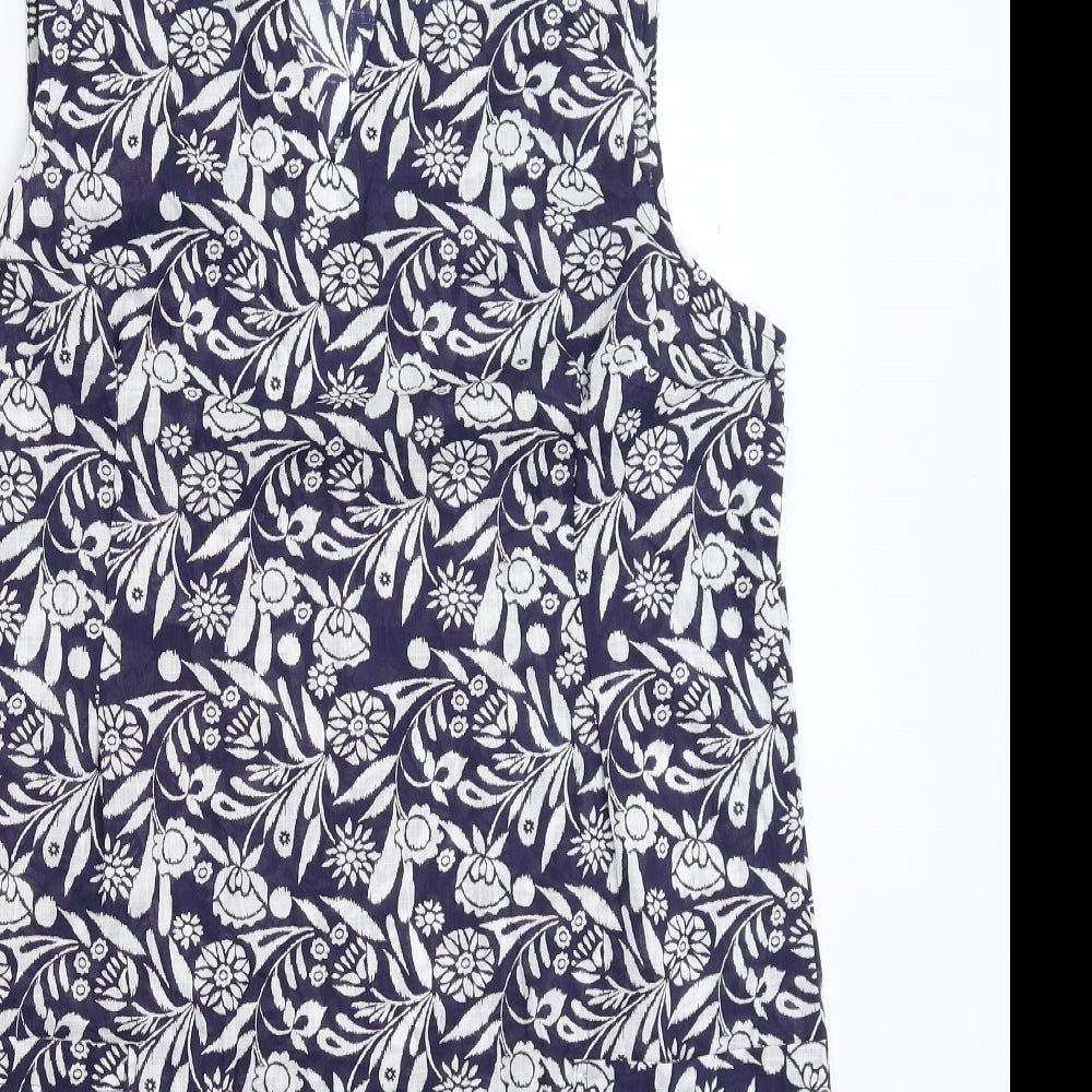 Maine Womens Blue Floral  A-Line  Size 14