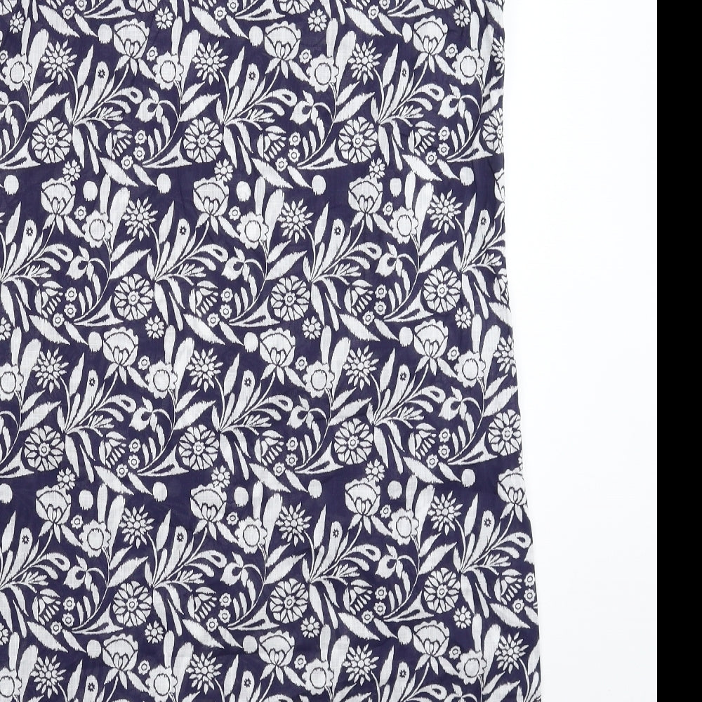 Maine Womens Blue Floral  A-Line  Size 14