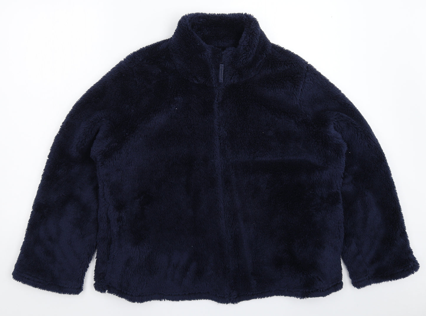 Marks and Spencer Womens Blue Solid Fleece Top Pyjama Top Size 18