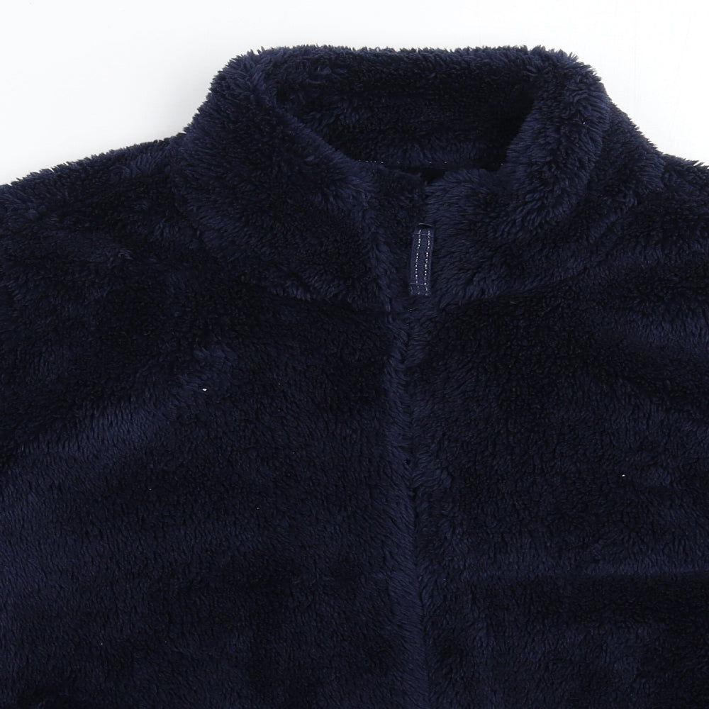 Marks and Spencer Womens Blue Solid Fleece Top Pyjama Top Size 18