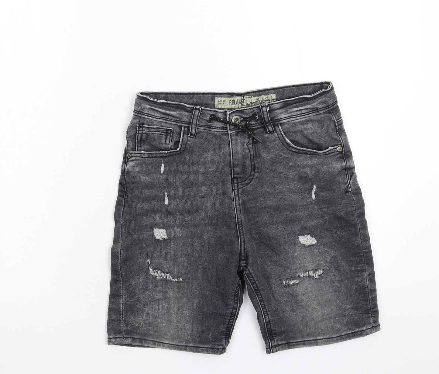 Denim & Co. Boys Grey  Denim Bermuda Shorts Size 9-10 Years - Distressed