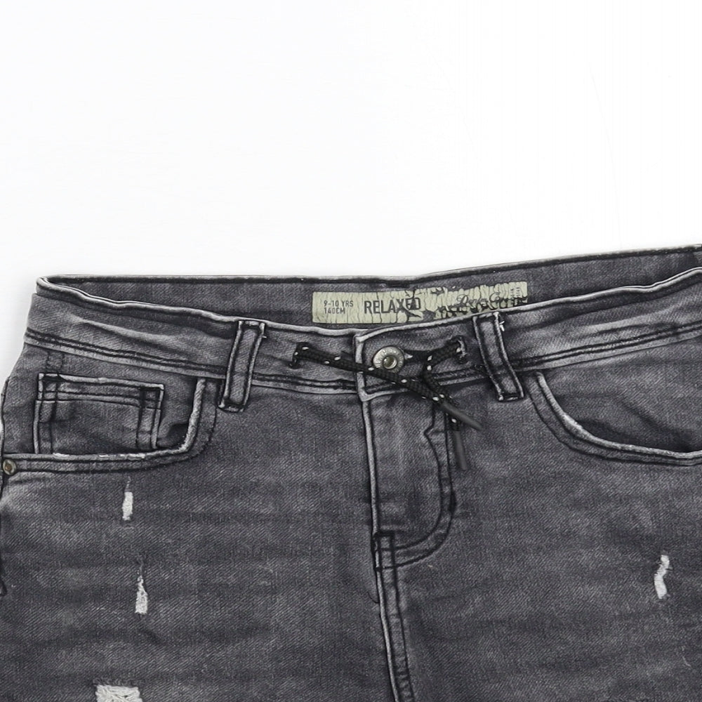 Denim & Co. Boys Grey  Denim Bermuda Shorts Size 9-10 Years - Distressed
