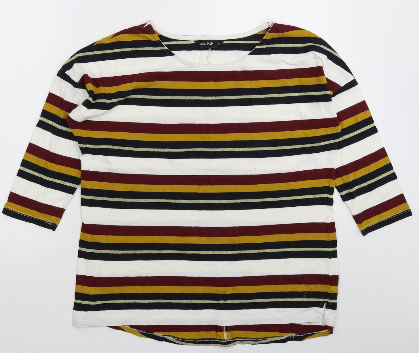 F&F Womens Multicoloured Striped  Basic T-Shirt Size 16