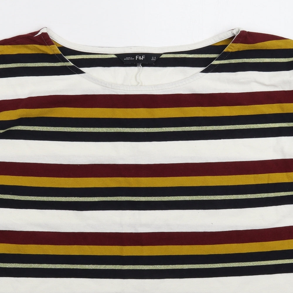 F&F Womens Multicoloured Striped  Basic T-Shirt Size 16