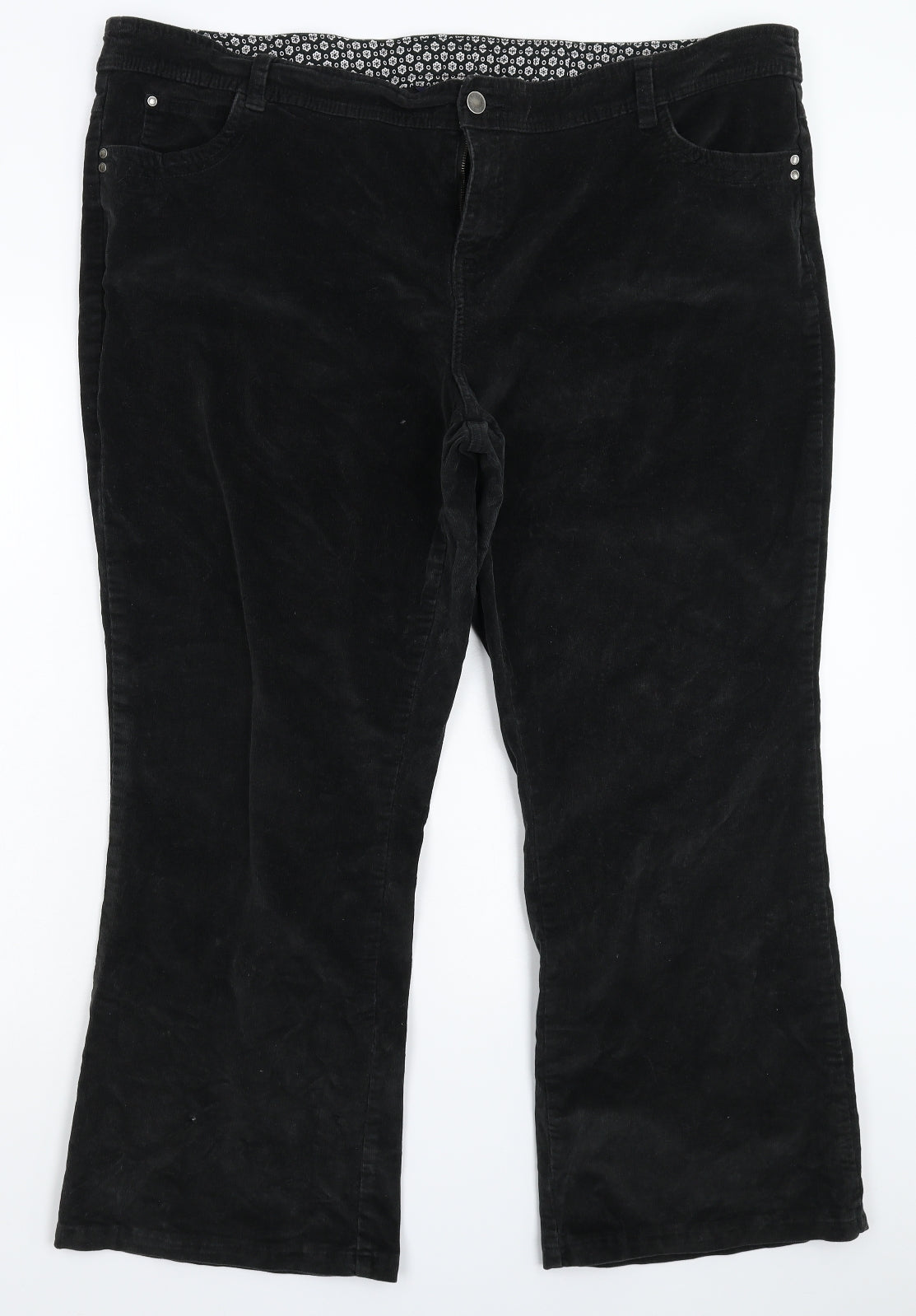 Maine Womens Black  Corduroy Trousers  Size 22 L27 in