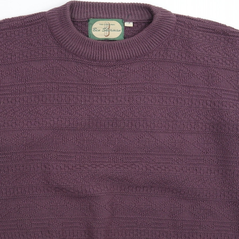 Ben Sherman Mens Grey  Knit Pullover Jumper Size L