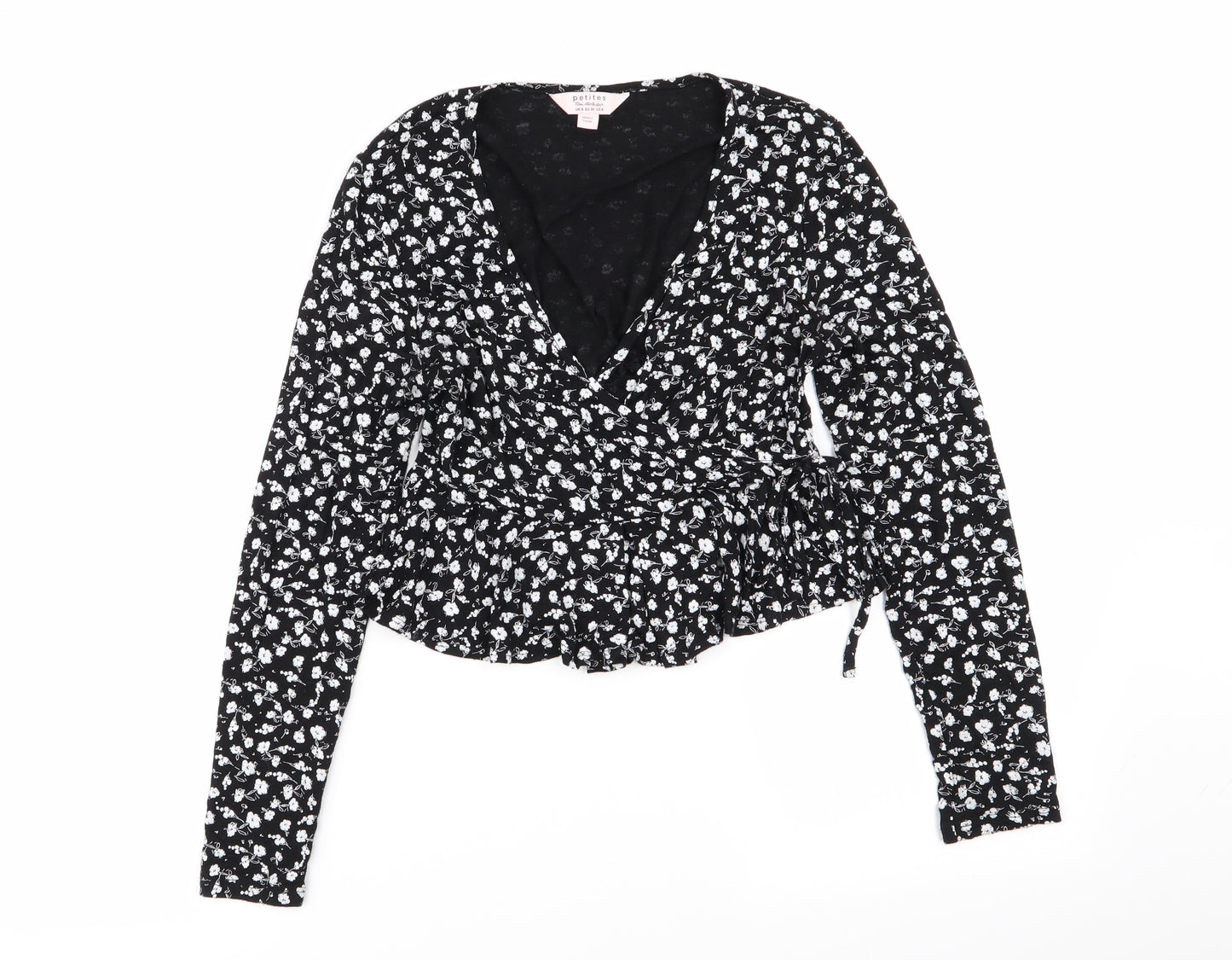 Miss Selfridge Womens Black Floral  Basic Blouse Size 8