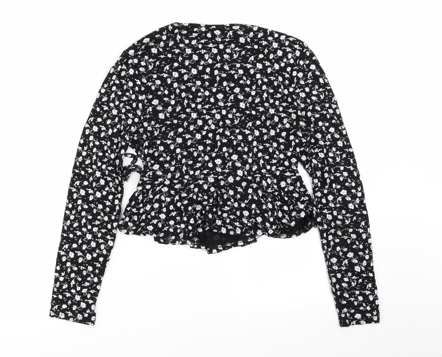 Miss Selfridge Womens Black Floral  Basic Blouse Size 8