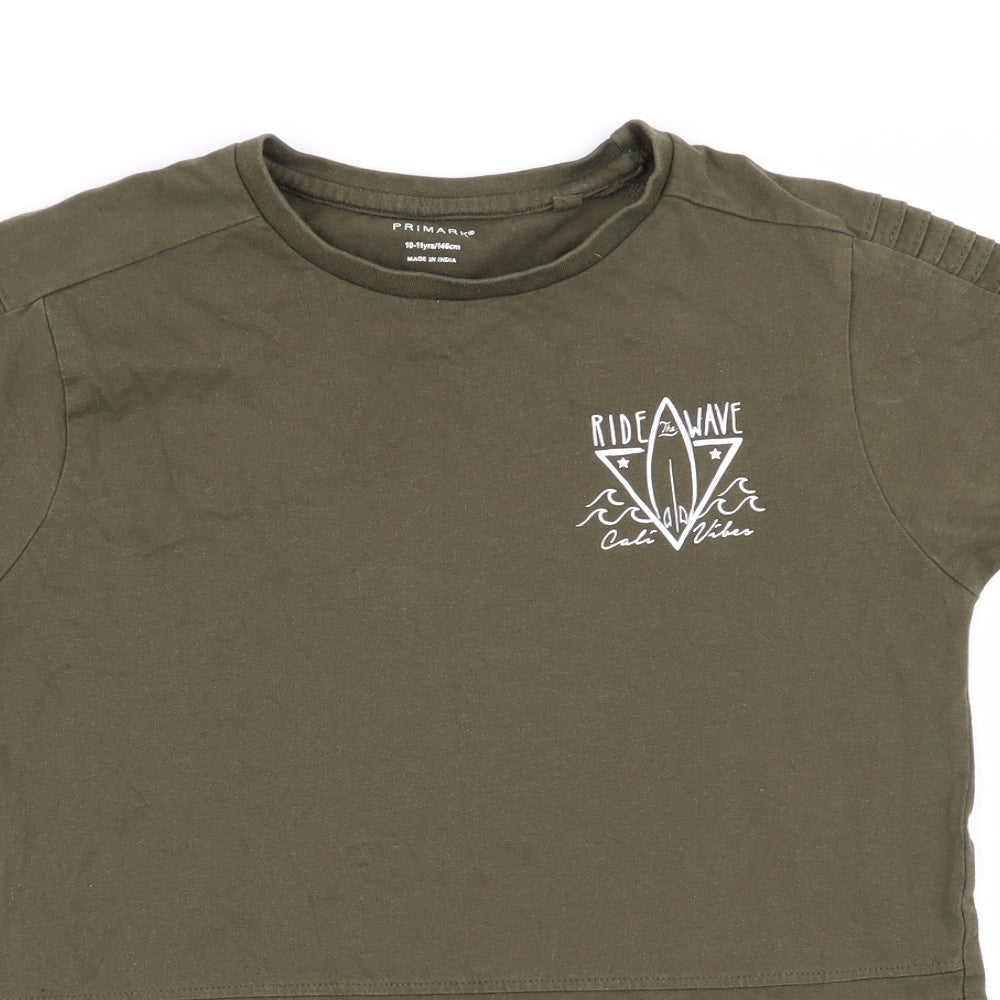 Primark Boys Green   Basic T-Shirt Size 10-11 Years