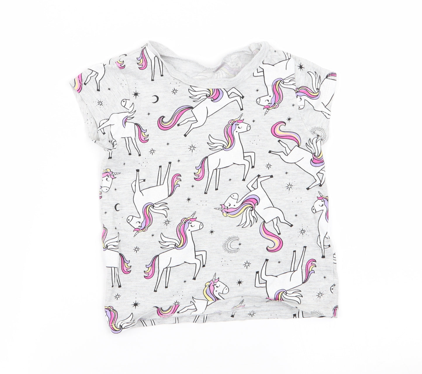 Asda George Girls Grey Animal Print  Basic T-Shirt Size 3-4 Years