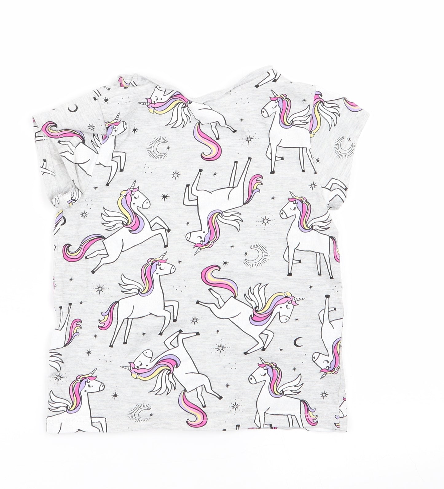 Asda George Girls Grey Animal Print  Basic T-Shirt Size 3-4 Years