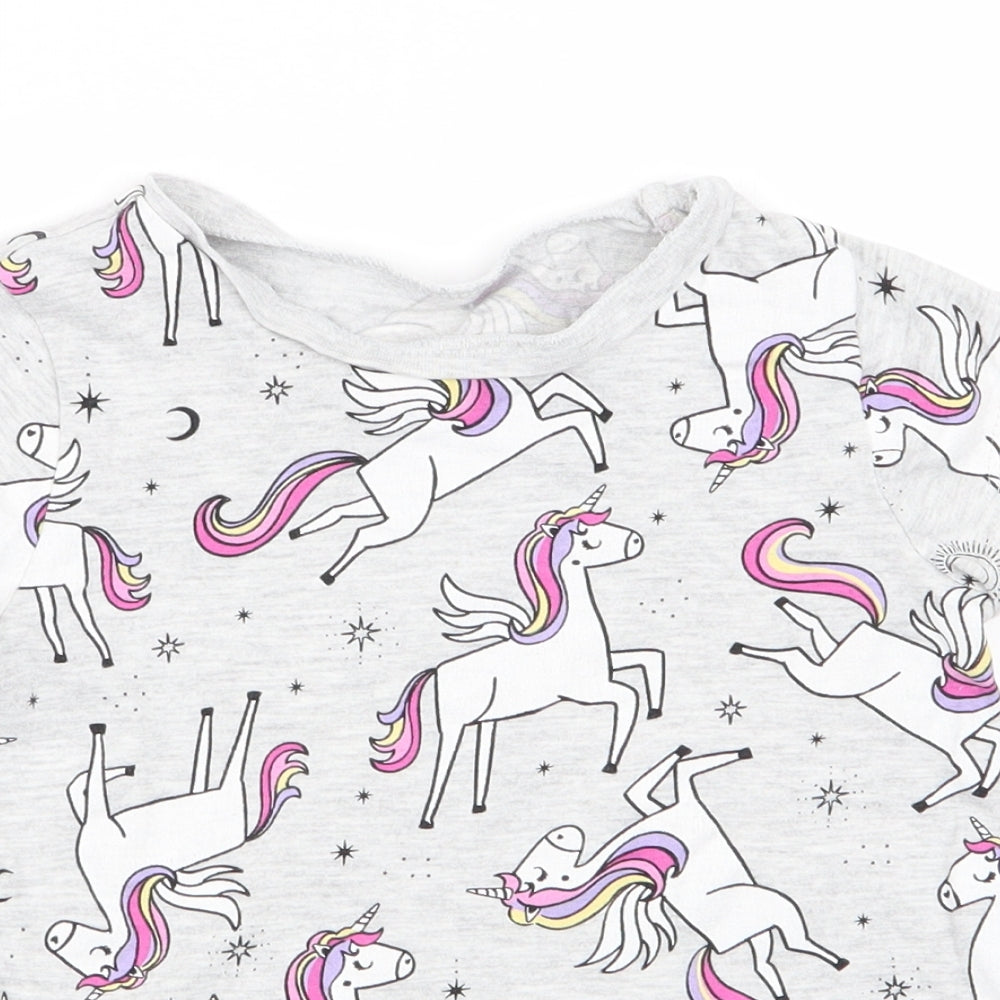 Asda George Girls Grey Animal Print  Basic T-Shirt Size 3-4 Years